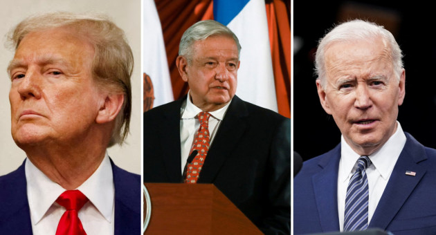 Trump, López Obrador y Biden. Fotos: Reuters