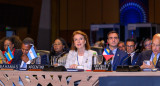 Diana Mondino en la primera sesión plenaria de la 54 Asamblea General de la OEA. Foto: Instagram @cancilleriaarg