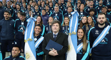 Javier Milei encabezó el acto de despedida de los deportistas argentinos que irán a los Juegos Olímpicos de París 2024. Foto: Presidencia.