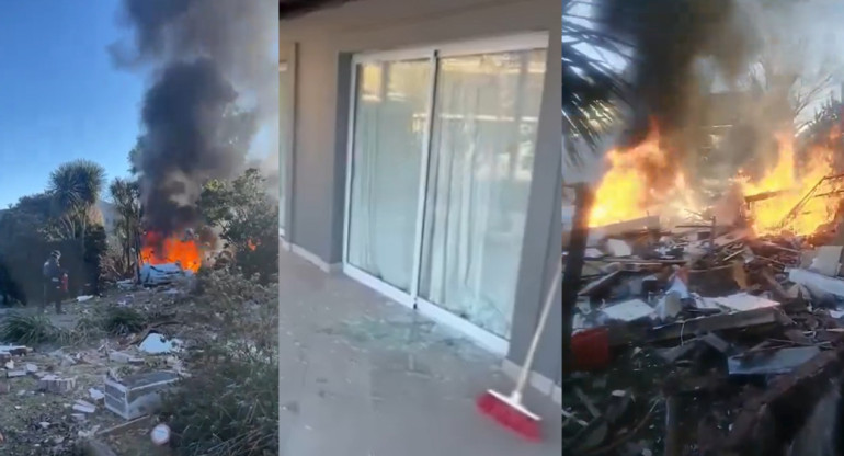 Impactante explosión en una casa de un country en Chascomús. Fotos: captura video.