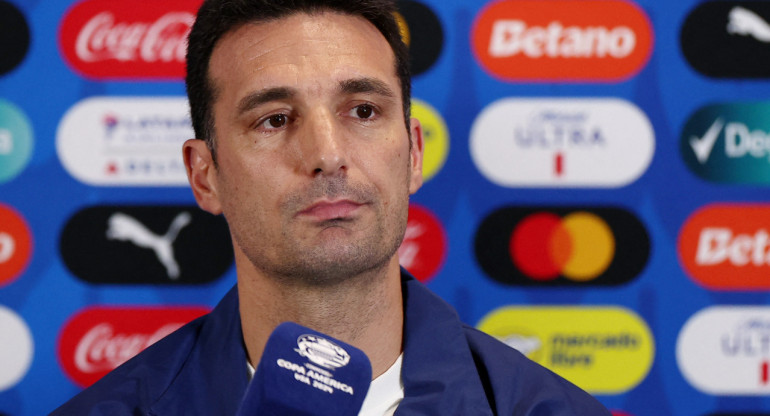 Lionel Scaloni en conferencia de prensa, Copa América 2024. Foto: Reuters