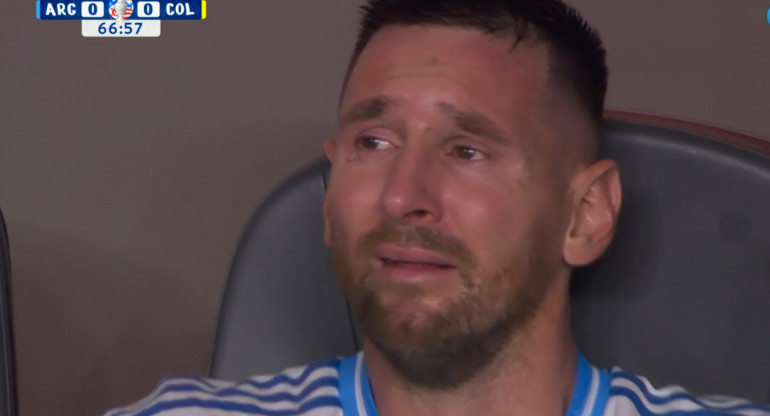 El llanto de Lionel Messi. Foto: captura