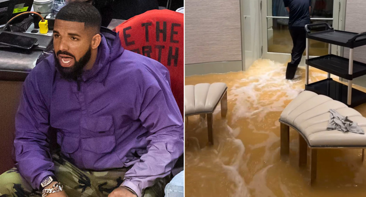 Drake mostró cómo se inundó su mansión. Foto: EFE - captura video Instagram.