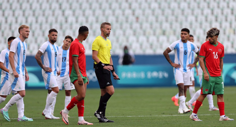 Selección Argentina Sub 23 vs. Marruecos. Foto: Reuters.