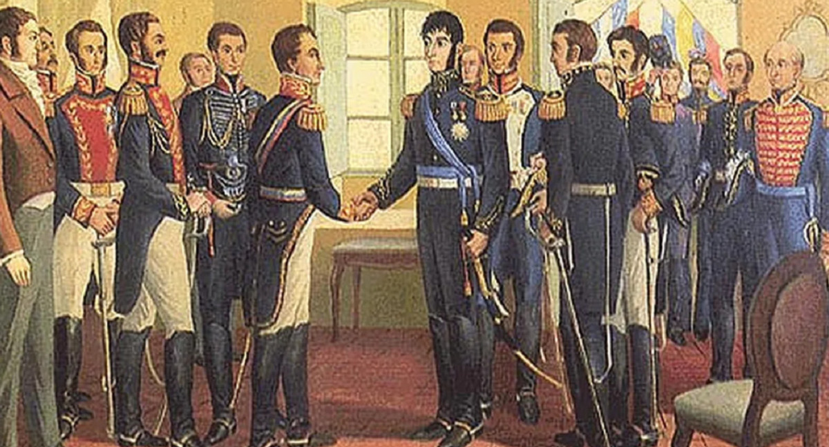 El 26 y 27 de julio de 1822, San Martín y Bolívar se encontraron en el actual territorio de Ecuador