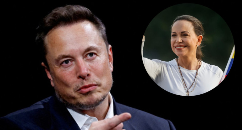 Elon Musk pidió apoyar a Corina Machado. Fotos: Reuters