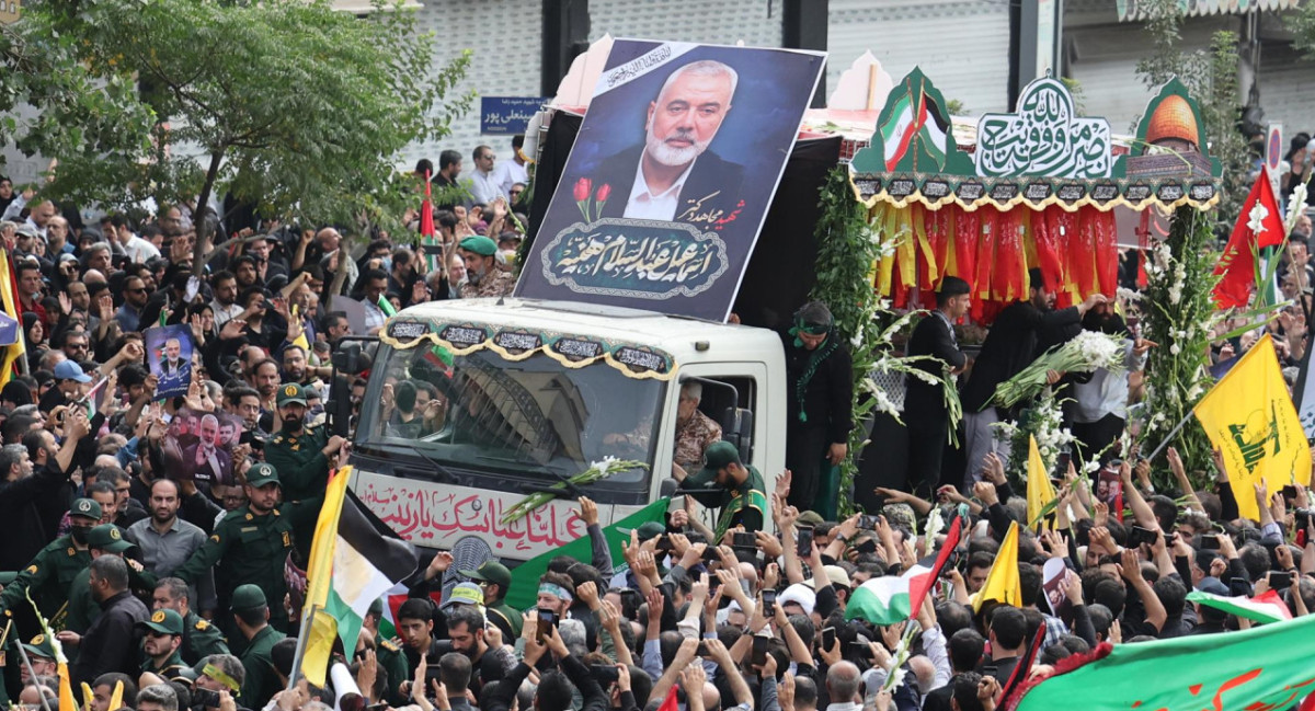 Masivo funeral de Ismail Haniyeh, líder político de Hamás. Foto: EFE.