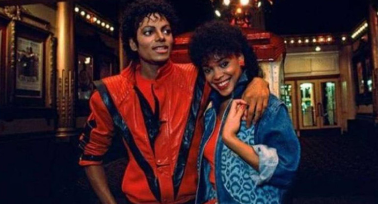 Ola Ray junto a Michael Jackson en el detrás de escena de Thriller