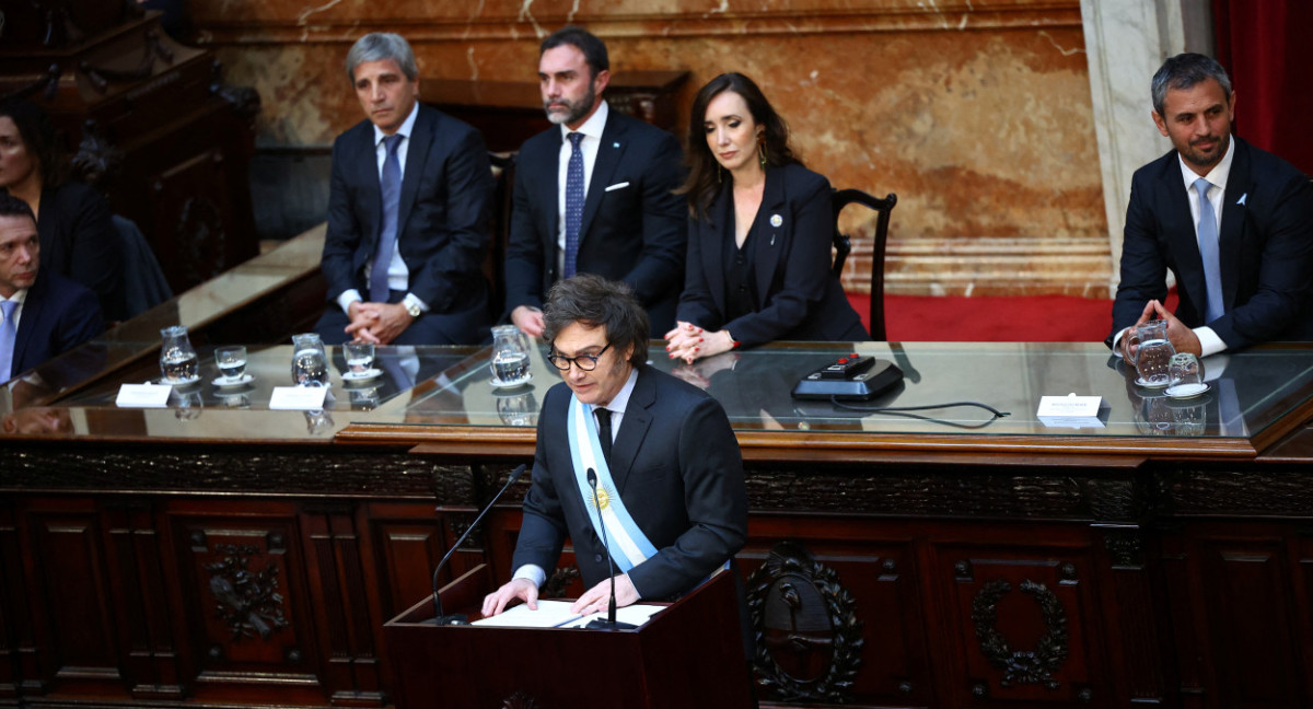 Javier Milei presentó el Presupuesto 2025 en el Congreso. Foto: Reuters