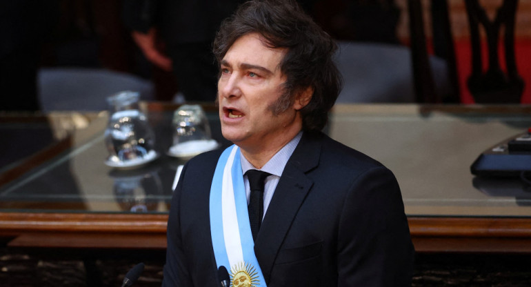 Javier Milei presentó el Presupuesto 2025 en el Congreso. Foto: Reuters