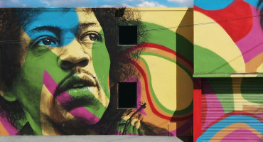 Jimi Hendrix en parte del mural "Imagine" de @stefanoalcantaraart en Fort Lauderdale, Florida, EEUU. Foto: Terence Faircloth/Flickr