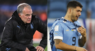 Marcelo Bielsa y Luis Suárez. Fotos: NA y Reuters.