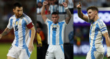 Lionel Messi, Lautaro Martínez y Julián Álvarez. Fotos: Reuters.