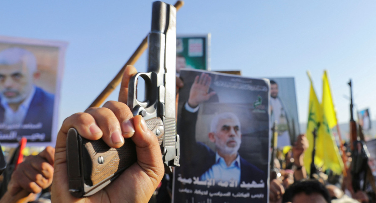 Protestas de los hutíes tras la muerte Yahya Sinwar, líder de Hamás. Foto: Reuters