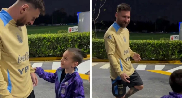 Niño le propone un baile a Messi para que realice en uno de sus goles. Foto: Captura de video.