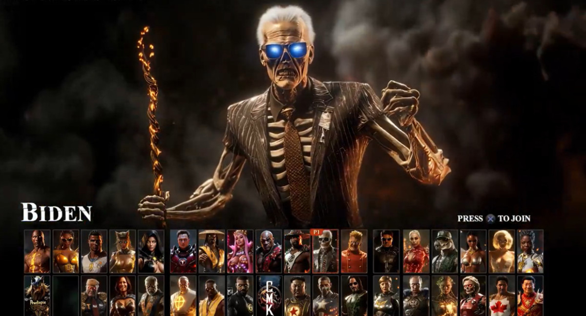 Joe Biden si fuera una figura del Mortal Kombat. Foto: X @n_reruns