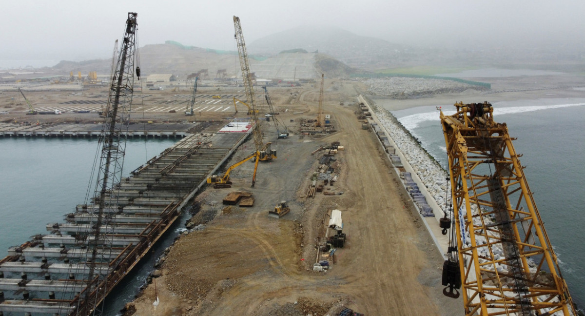 Construcción del megapuerto de Chancay, en Perú. Foto: Reuters.