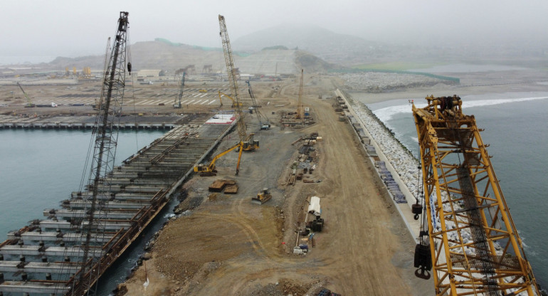 Construcción del megapuerto de Chancay, en Perú. Foto: Reuters.