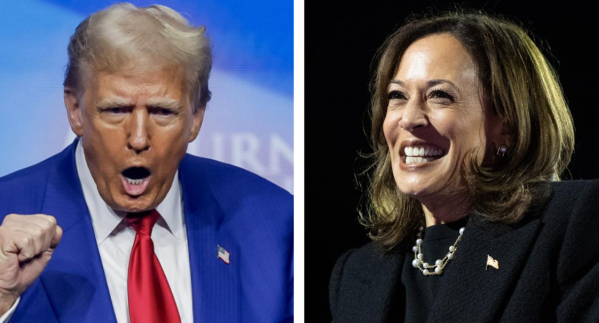 Donald Trump y Kamala Harris en el cierre de sus campañas. Foto: EFE.