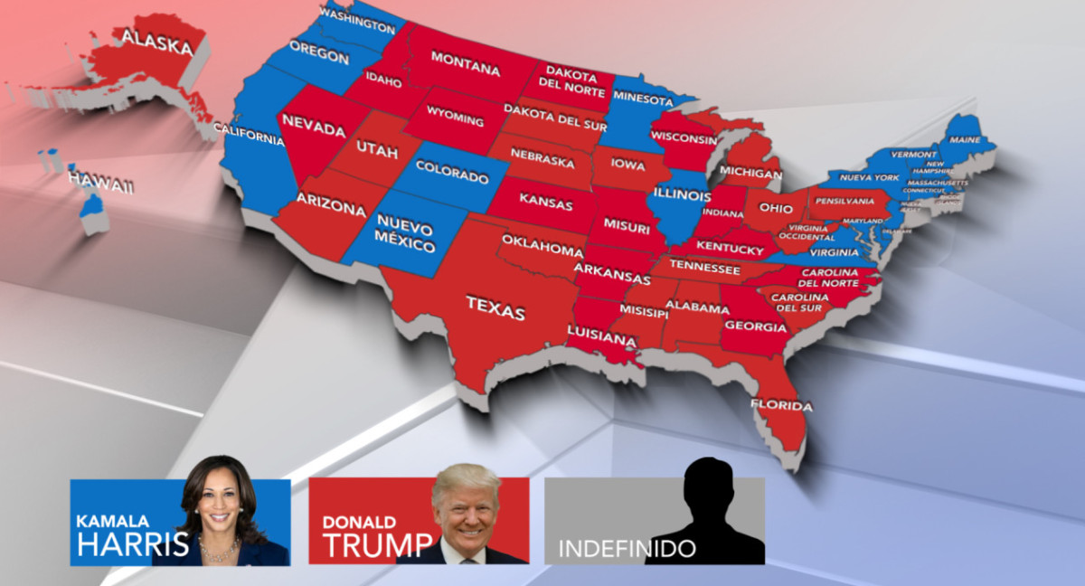 Mapa de las elecciones de Estados Unidos. Foto: Canal 26.