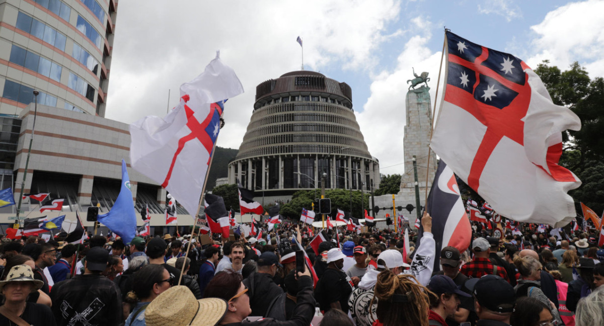 Marcha histórica por los maoríes en Nueva Zelanda. Fuente: EFE