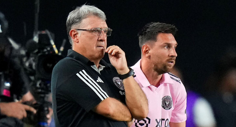 Lionel Messi y Gerardo Martino en el Inter Miami. Foto: REUTERS.