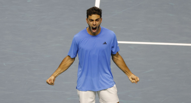 Francisco Cerúndolo en la Copa Davis. Foto: EFE.