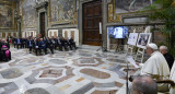 El papa Francisco en la ceremonia por el Tratado de Paz y Amistad entre Argentina y Chile. Foto: EFE.