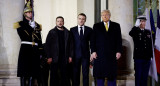 Emmanuel Macron junto a Donald Trump y Volodimir Zelenski. Foto: Reuters