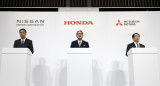 Rueda de prensa conjunta entre Nissan Motor, Honda Motor y Mitsubishi Motors. EFE