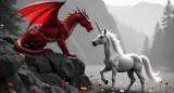 Dragón junto a un unicornio. Foto: Freepik