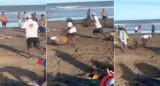 Vendedores de churros y chipá se agarraron a los "canastazos" en Villa Gesell. Foto: Captura de pantalla TikTok / tommaselian.