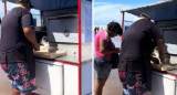 El "carrito pizzería" que es furor en la playa de Santa Teresita. Foto: captura de video.