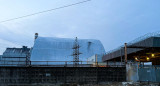 El ataque contra una estructura de la central nuclear de Chernobyl. Foto: EFE.