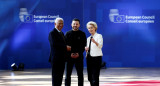 Antonio Costa, Volodímir Zelenski y Ursula von der Leyen. Foto: Reuters (Stephanie Lecocq)