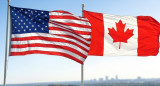 Bandera de Estados Unidos; bandera de Canadá. Foto: Grok.