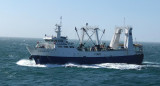 El Xinrun 579, con bandera de Vanuatu, pero de propiedad china. Foto: Prefectura Naval Argentina