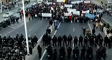 Manifestación de trabajadores de La Salada. Foto: captura.