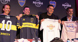 Juan Román Riquelme junto a los directivos de Hard Rock. Foto: Boca Juniors